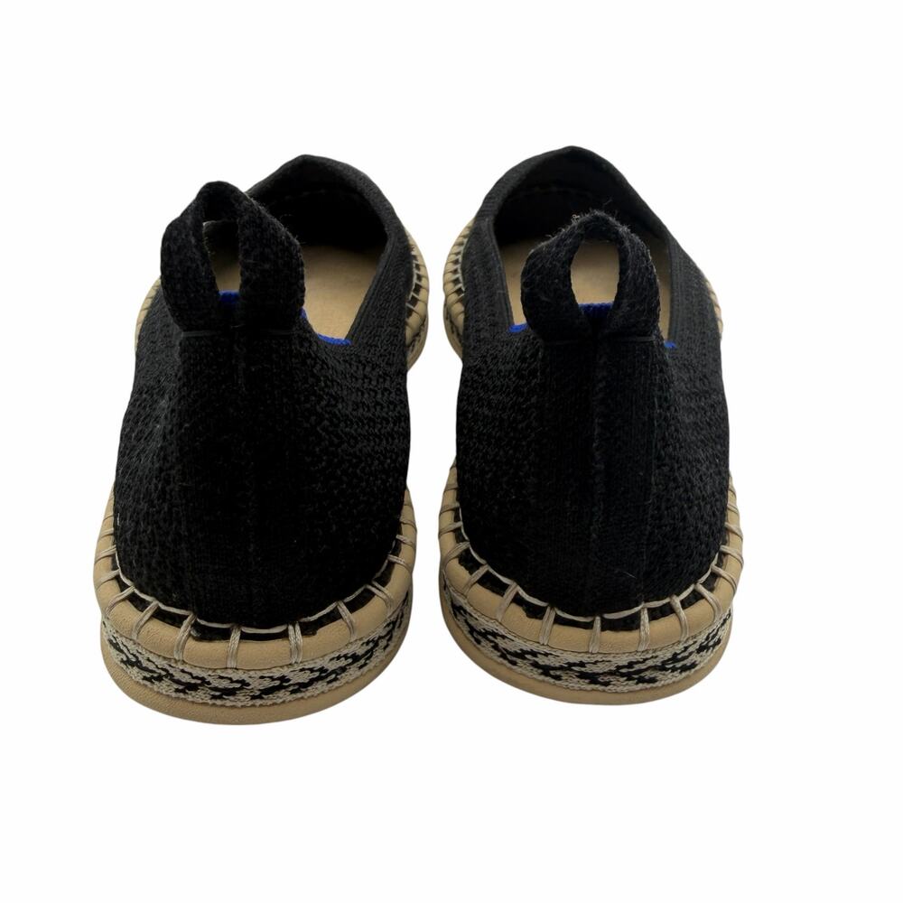 Rothy’s The Espadrille Flat in Black Boardwalk Knit Size 6.5 Jute‎ Sole Slip On - Picture 2 of 15